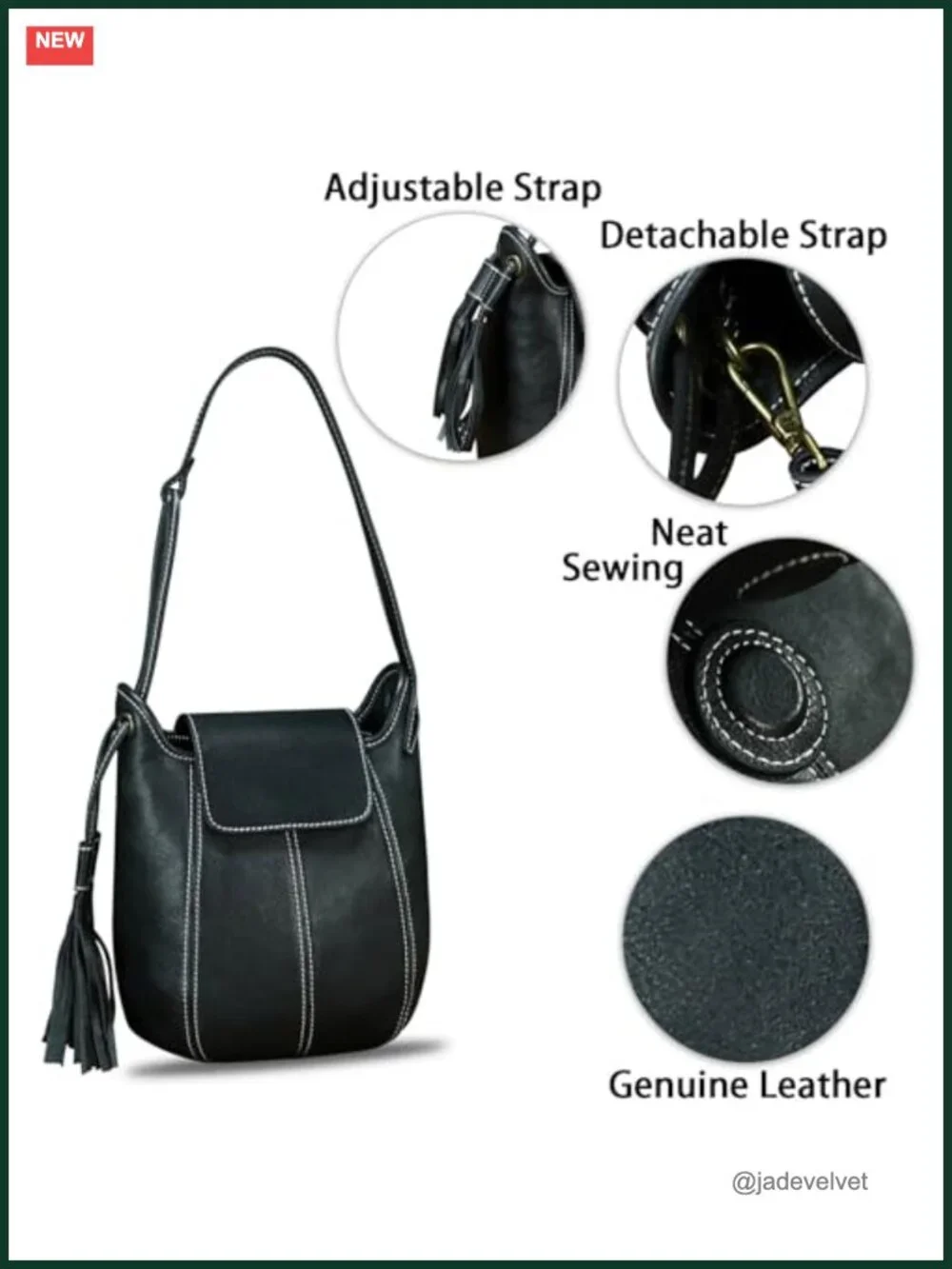 Genuine Leather Hobo Bag Women Shoulder Crossbody Satchel Purse with Tassel